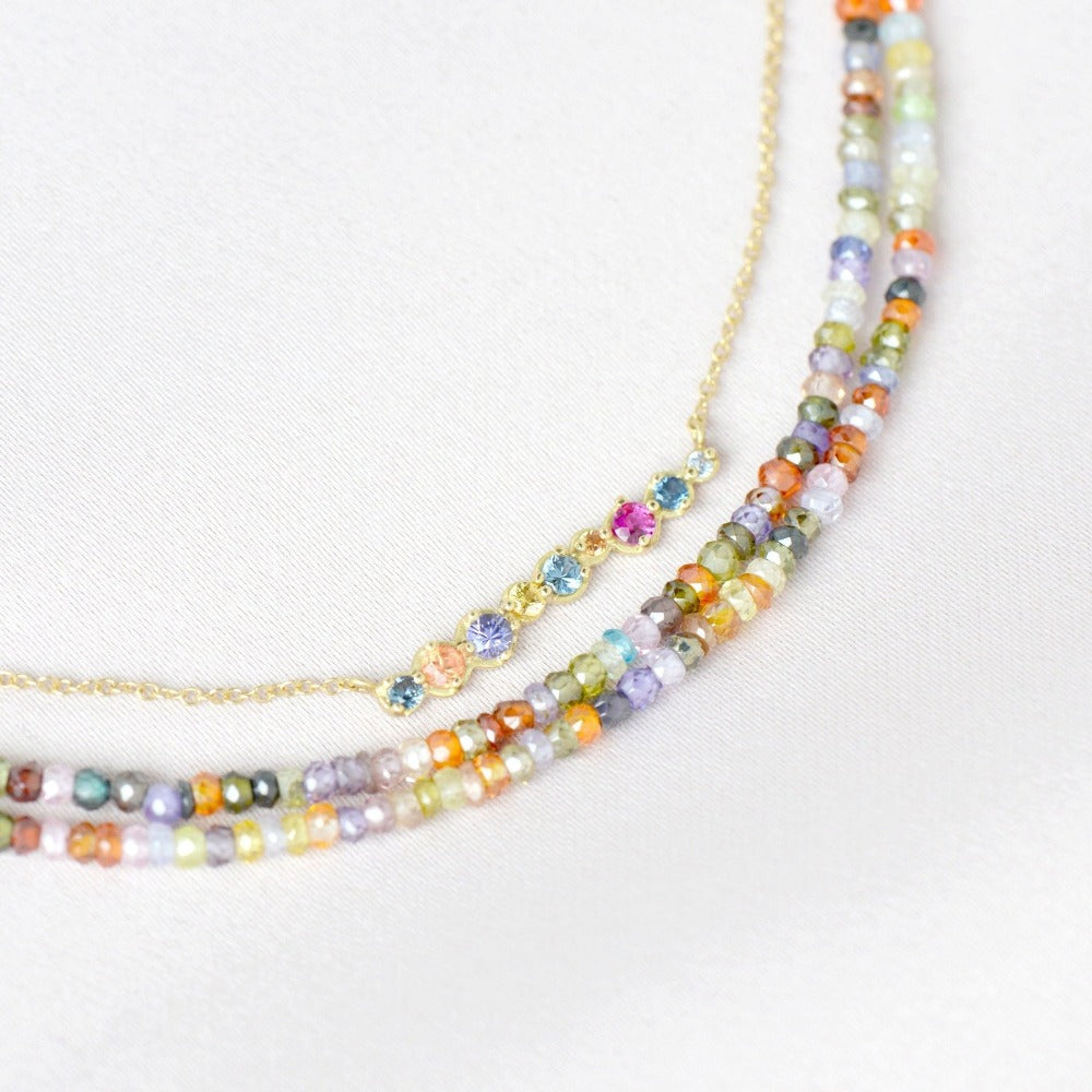 Multi-Coloured Sapphire Bar Necklace - Magpie Jewellery