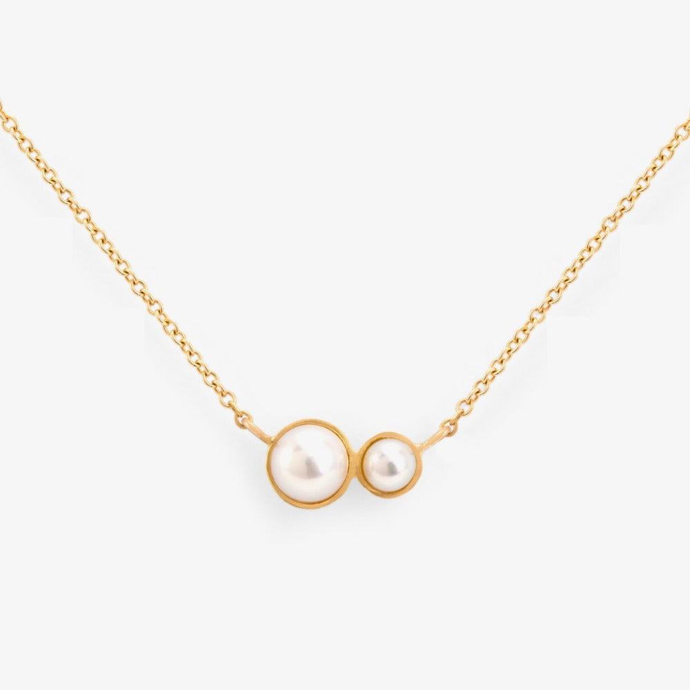 Gold Double Pearl Necklace | Magpie Jewellery