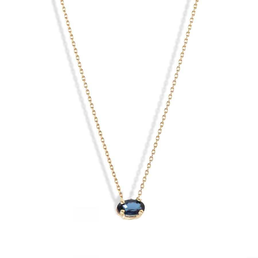 Oval Blue Sapphire Necklace - Magpie Jewellery