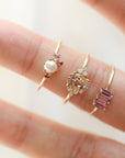 Pearl Ruby Pink Sapphire Cluster Ring - Magpie Jewellery