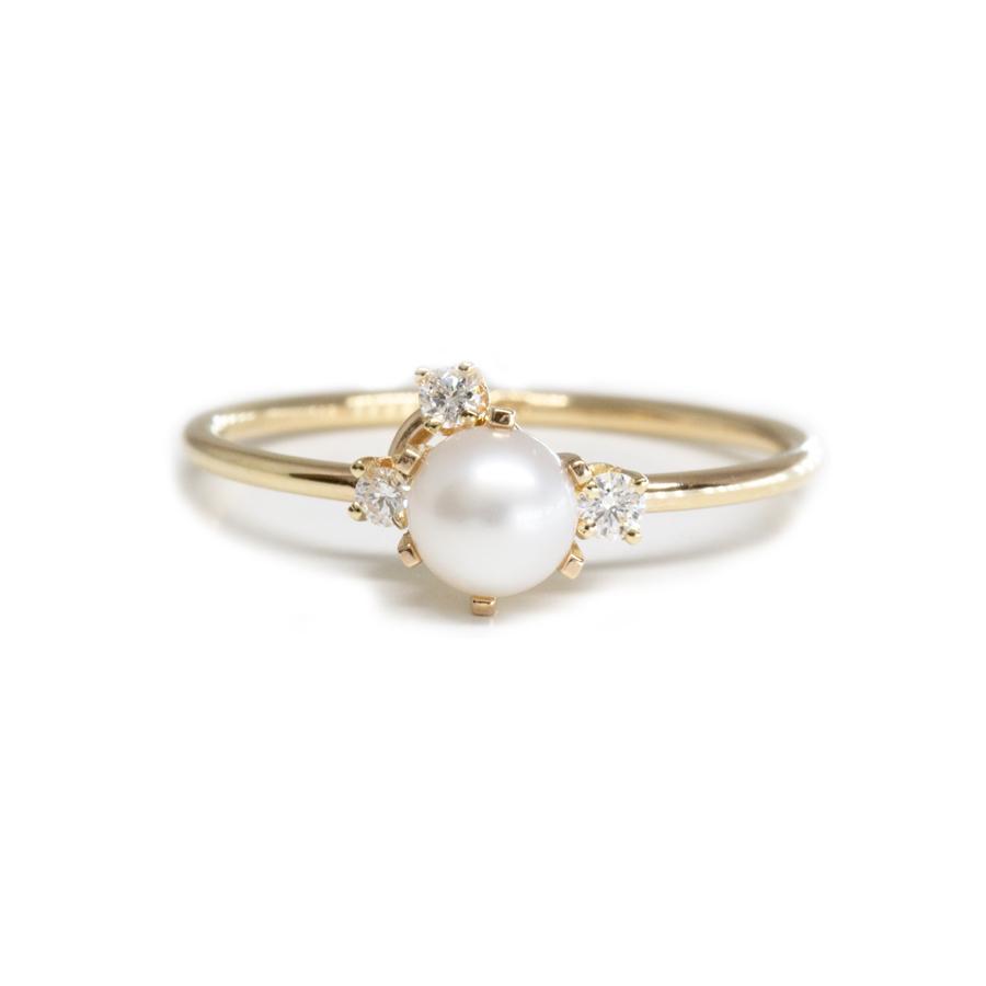 Pearl Diamond Cluster Ring - Magpie Jewellery