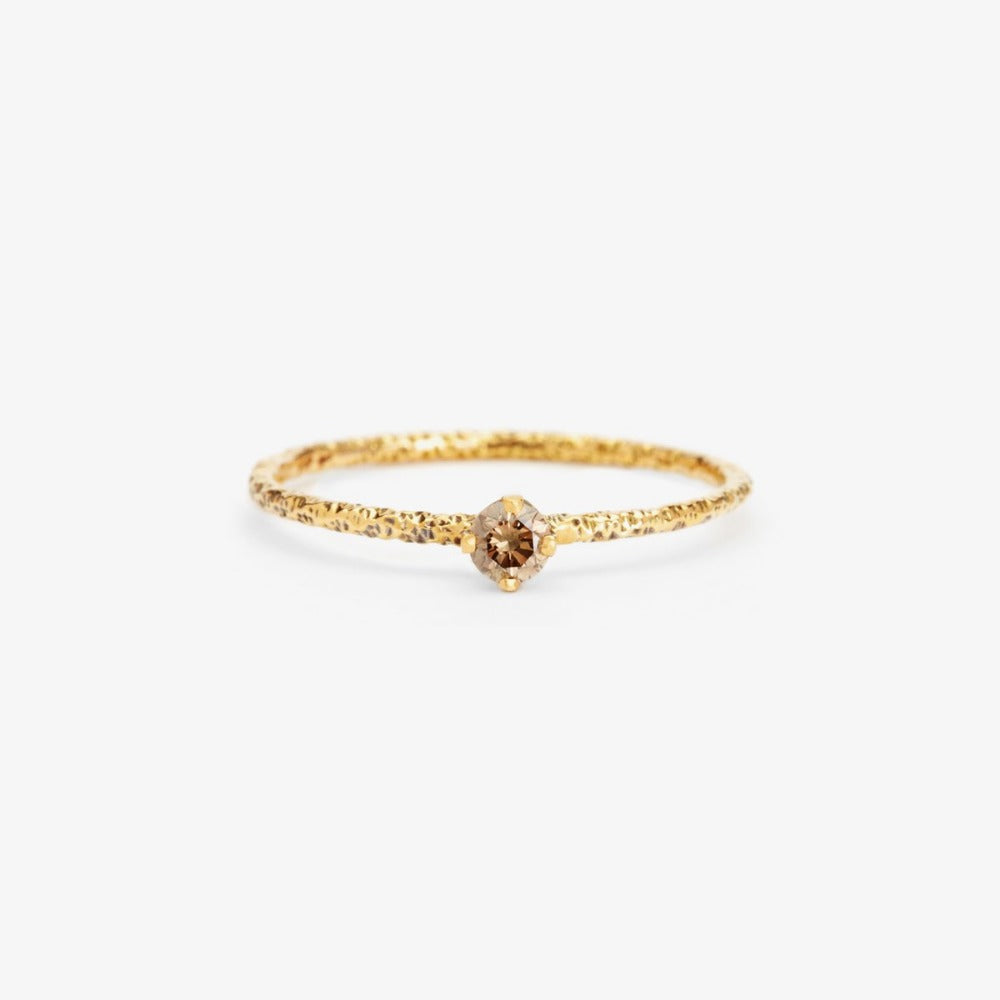 Brown Diamond Homespun Solitaire Ring YG | Magpie Jewellery