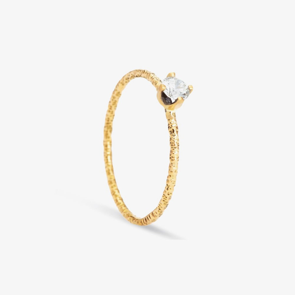 0.16 carat White Diamond Homespun Solitaire Ring YG | Magpie Jewellery