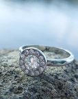 White Gold Sand Halo Ring - Magpie Jewellery