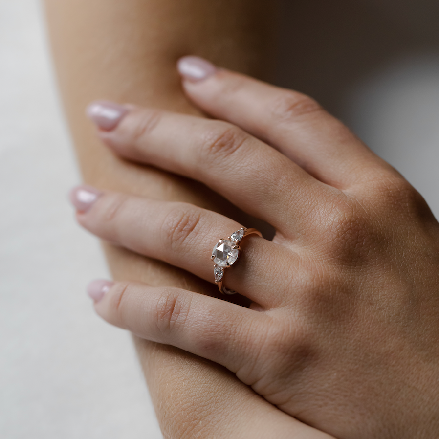 14k Rose Gold Sadie Moissanite &amp; Lab-Grown Diamond Engagement Ring | Magpie Jewellery