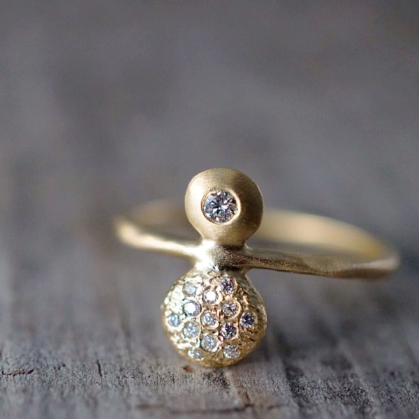 Double Ankh Ring Diamond &amp; Gold Engagement Ring | Magpie Jewellery