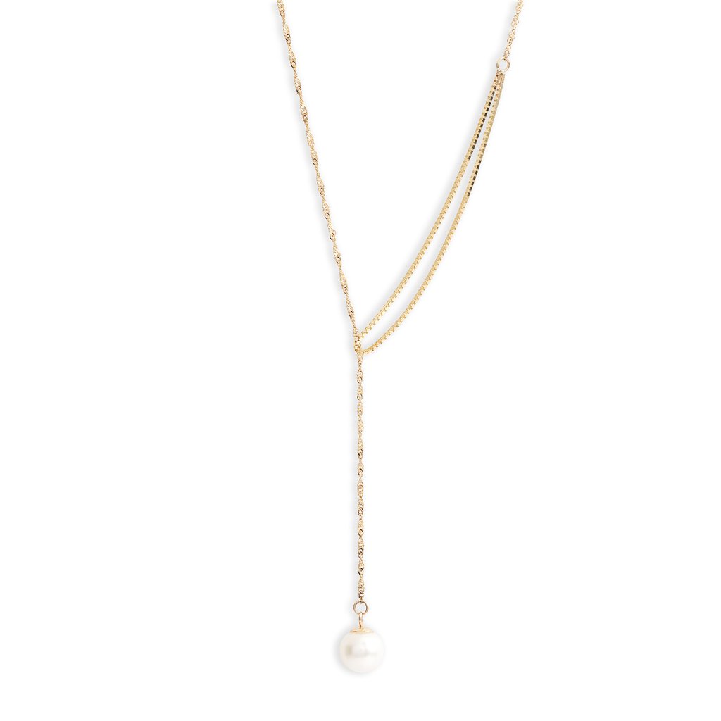 Shimmer Pearl Pull Through Necklace - Magpie Jewellery
