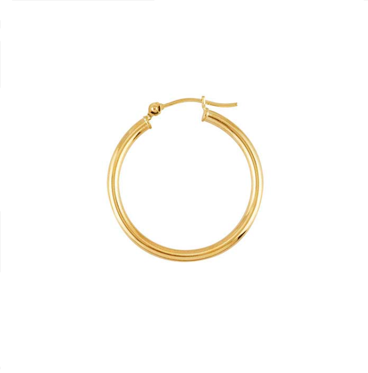 14K Yellow Gold Tubing Hoop Earrings 25mm - Magpie Jewellery