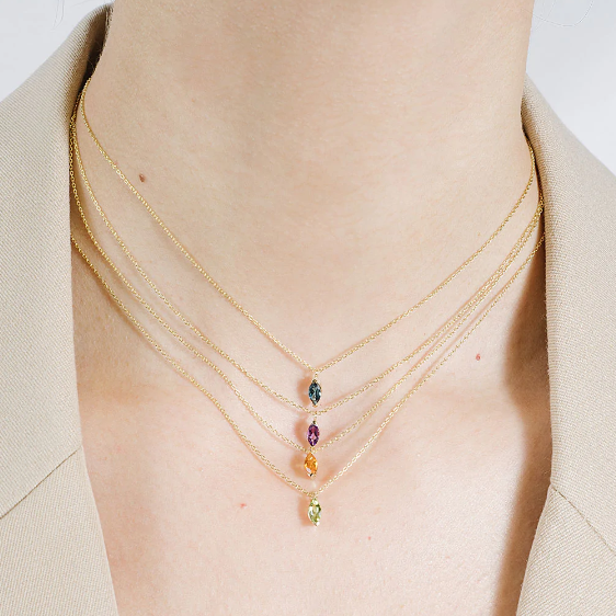 Marquise Gem Pendant Necklace - Magpie Jewellery