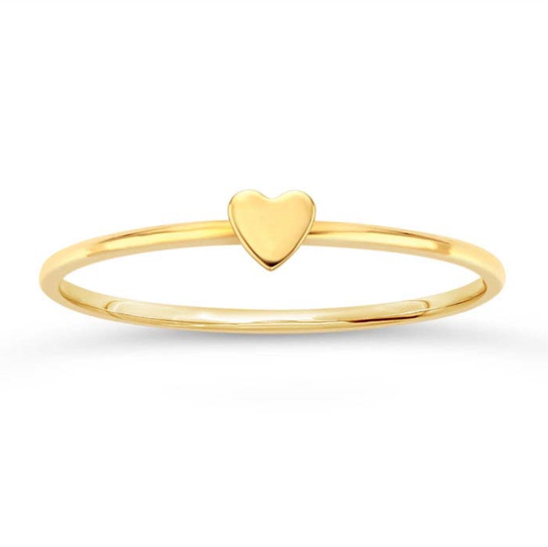 14KY Gold Heart Accent Stackable Ring - Magpie Jewellery
