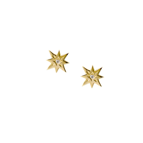 Icon Vintage Starburst Studs - Gold & Diamond - Magpie Jewellery