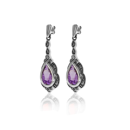 Amethyst 2025 marcasite earrings