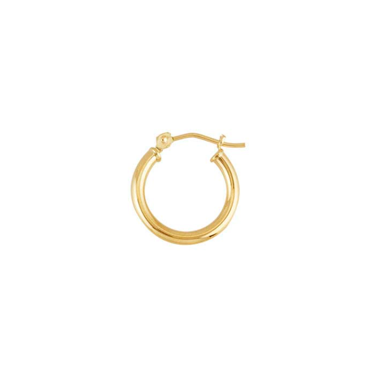 14K Yellow Gold Tubing Hoop Earrings 15mm - Magpie Jewellery