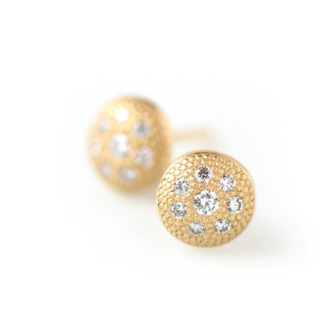 Diamond Stardust Button Stud Earrings - Magpie Jewellery