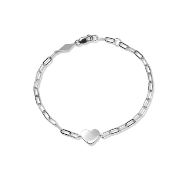 Silver Icon Heart Paper Clip Bracelet - Magpie Jewellery