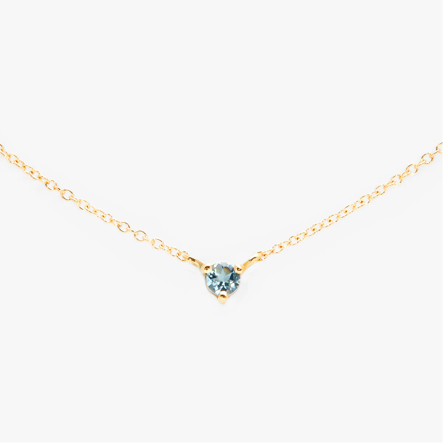 3mm Aquamarine Gold Necklace - Magpie Jewellery