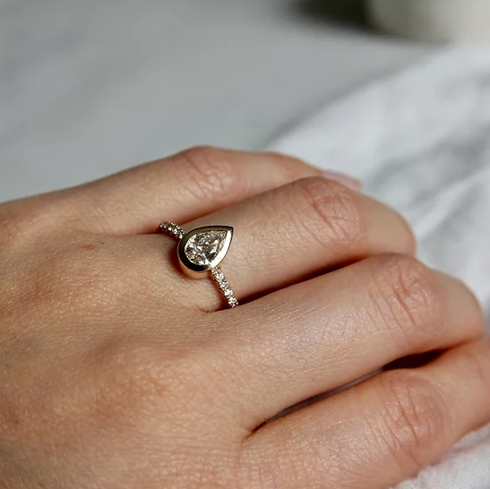 Pear Cut Champagne Diamond Ring - Magpie Jewellery