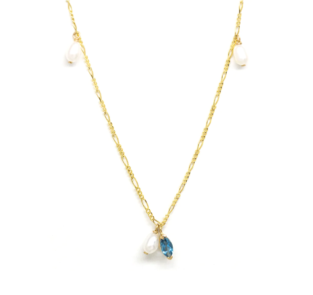 Marquise Gem Keshi Pearl Dangle Necklace - Magpie Jewellery