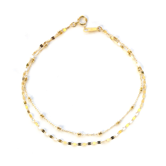 18K Gold Shimmer Beaded Duo Bracelet - Magpie Jewellery