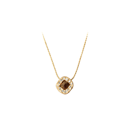 Champagne Octahedron Halo Necklace - Magpie Jewellery