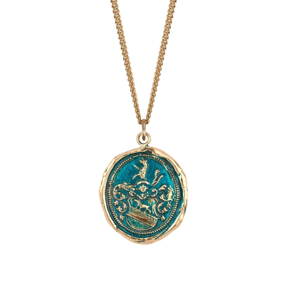 14k Gold Heart of the Wolf Signature Talisman - Mediterranean Blue - Magpie Jewellery