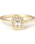 18ky Mosaic Emerald Cut Solitaire Ring w/.25ct Dia - Magpie Jewellery
