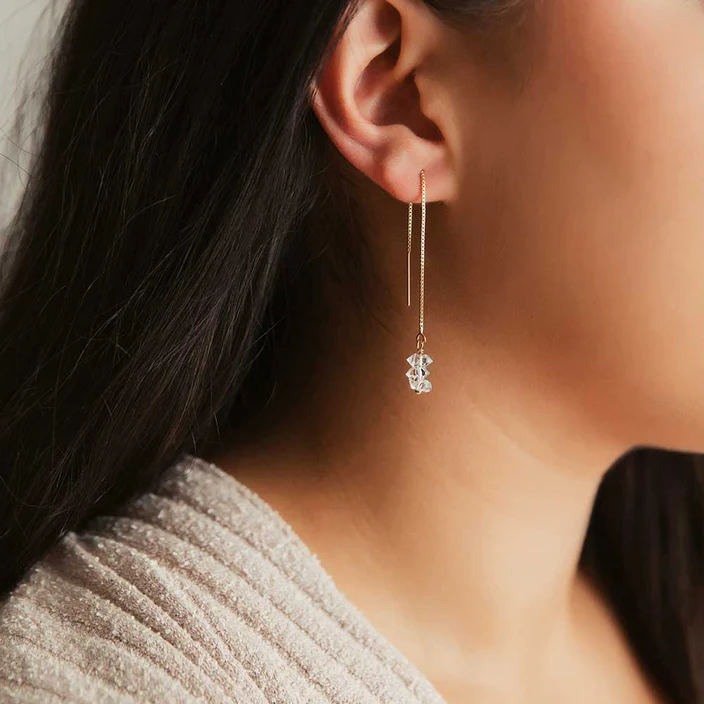 Herkimer Diamond Threader Earrings | Magpie Jewellery