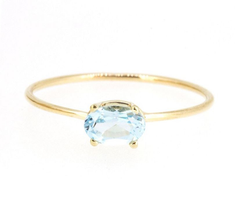 Oval Blue Topaz Ring - Magpie Jewellery