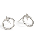 Gothic Diamond Open Circle Studs - Silver & White Sapphire - Magpie Jewellery