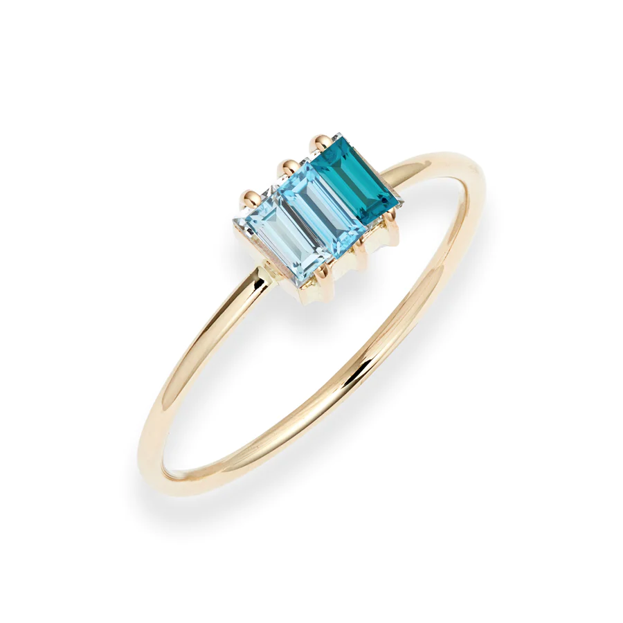 Triple Baguette Blue Topaz Gradient Ring | Magpie Jewellery