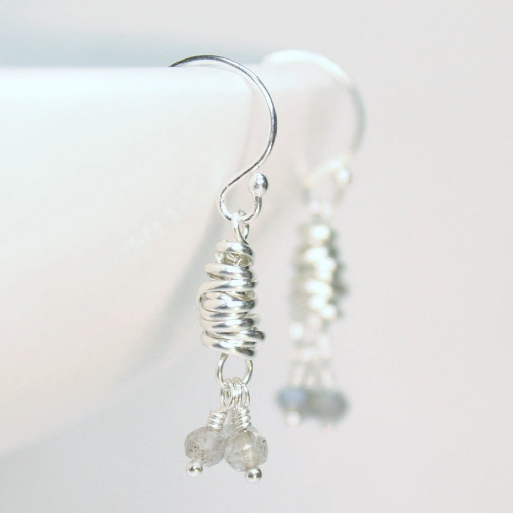 Silver Micro-Twist and Gemstone Earring | Magpie Jewellery | Labradorite