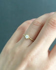 4mm White Diamond Hexagon Ring | Magpie Jewellery
