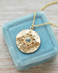 Aquamarine Mandala Necklace with Diamond Halo - Magpie Jewellery