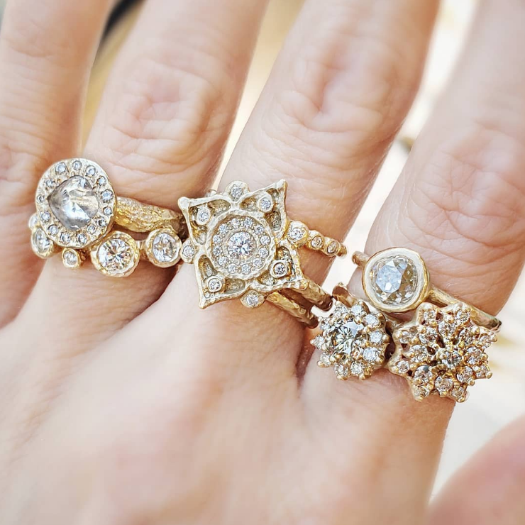 Bohemian Diamond Mandala Halo Ring Magpie Jewellery