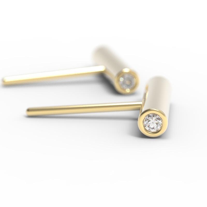 &quot;Minimalist&quot; Line Studs - Canadian Diamonds- 14K Gold - Magpie Jewellery