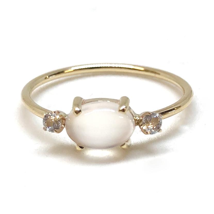 Moonstone & Diamond Ring - Magpie Jewellery