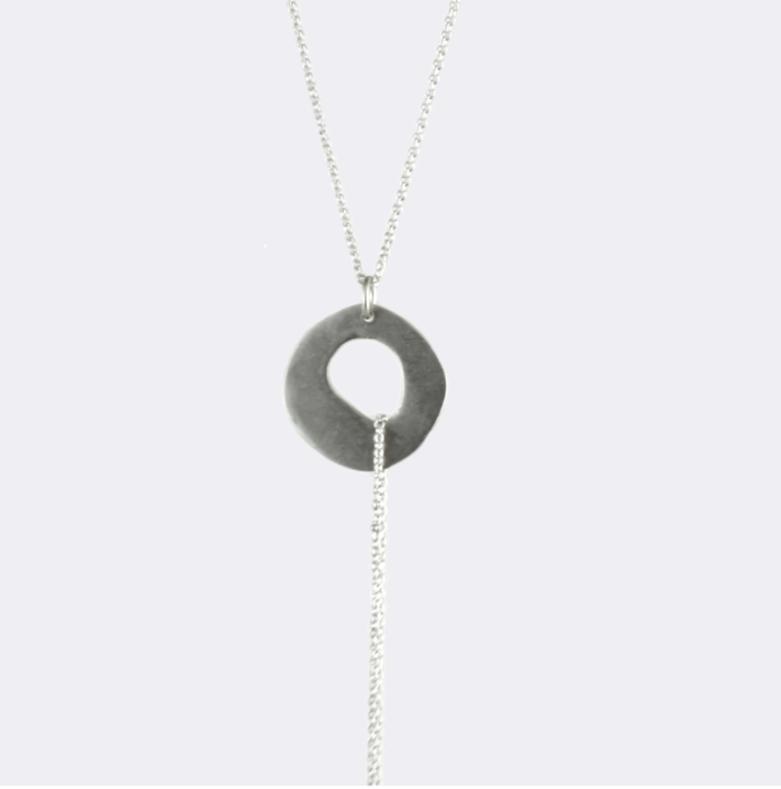 Cut Out Circle Pendant with Chain Dangle Necklace - Magpie Jewellery