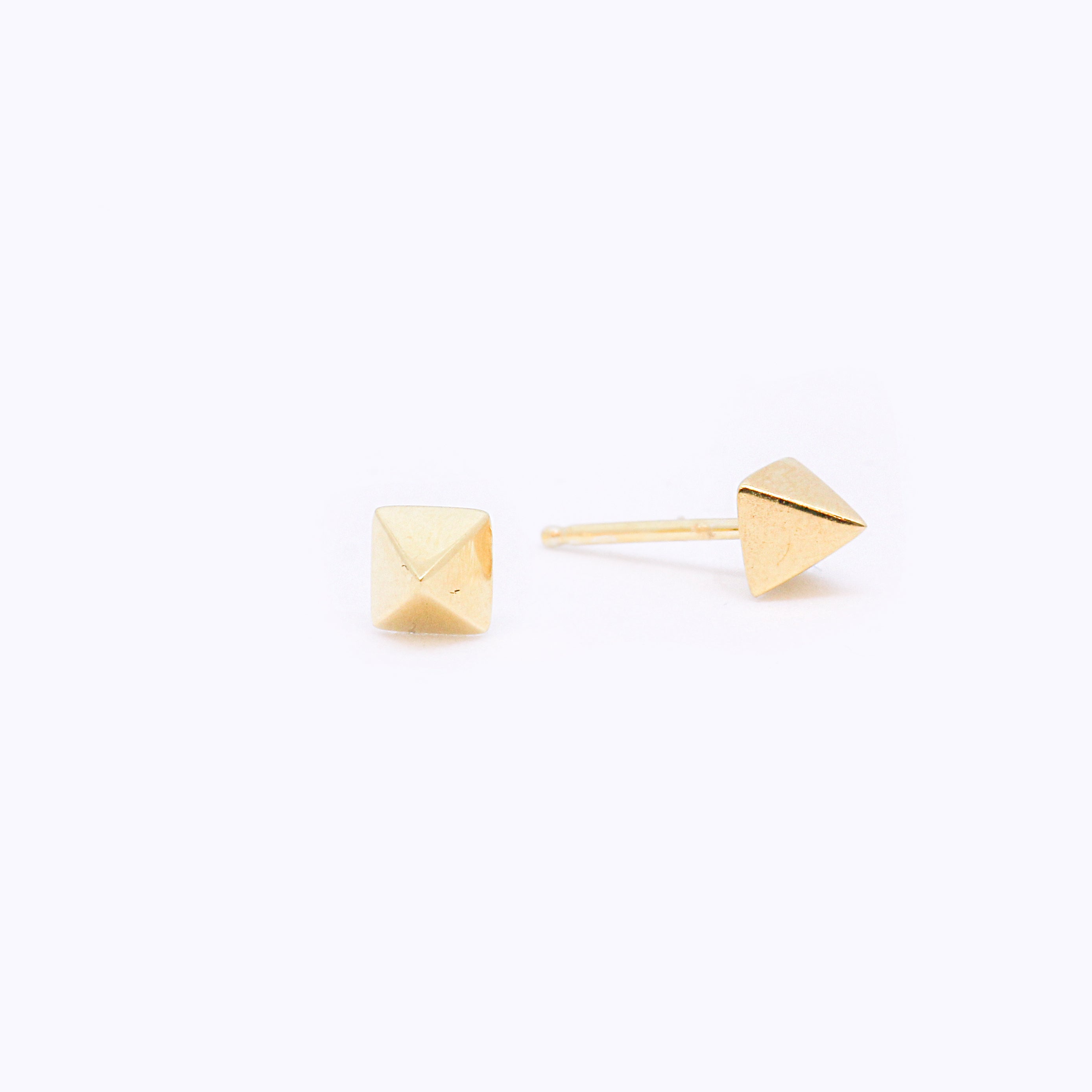 Pyramid Stud Earrings - 24K Gold