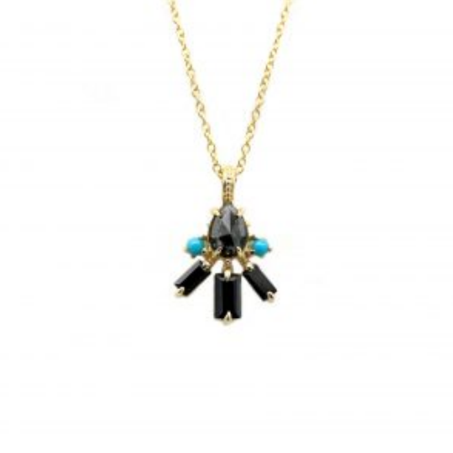 Reina Black & Turquoise Gemstone Necklace - Magpie Jewellery