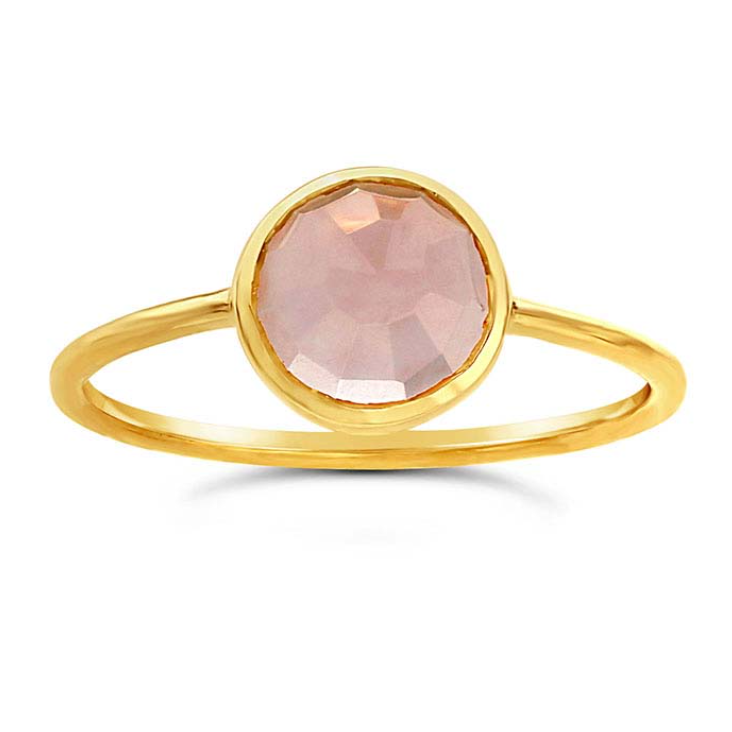 14KY Gold Round Rose-Cut Rose Quartz-Set Ring - Magpie Jewellery