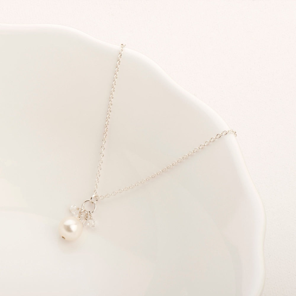 Mini-Cluster Pearl &amp; Crystal Necklace - Magpie Jewellery