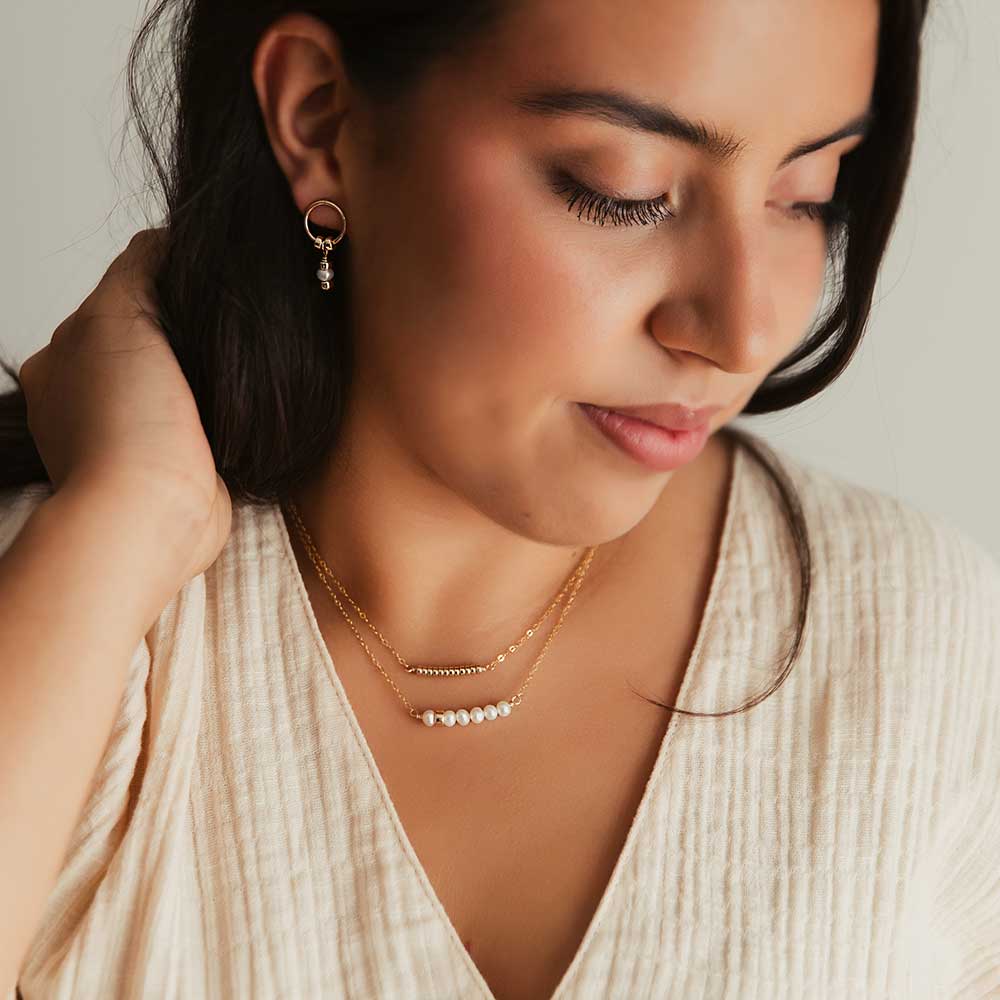 Comfort Collection - Petite Gold Bead Bar Necklace - Magpie Jewellery
