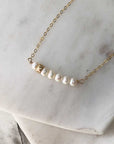 Comfort Collection - White Pearl + Gold Bead Bar Necklace - Magpie Jewellery