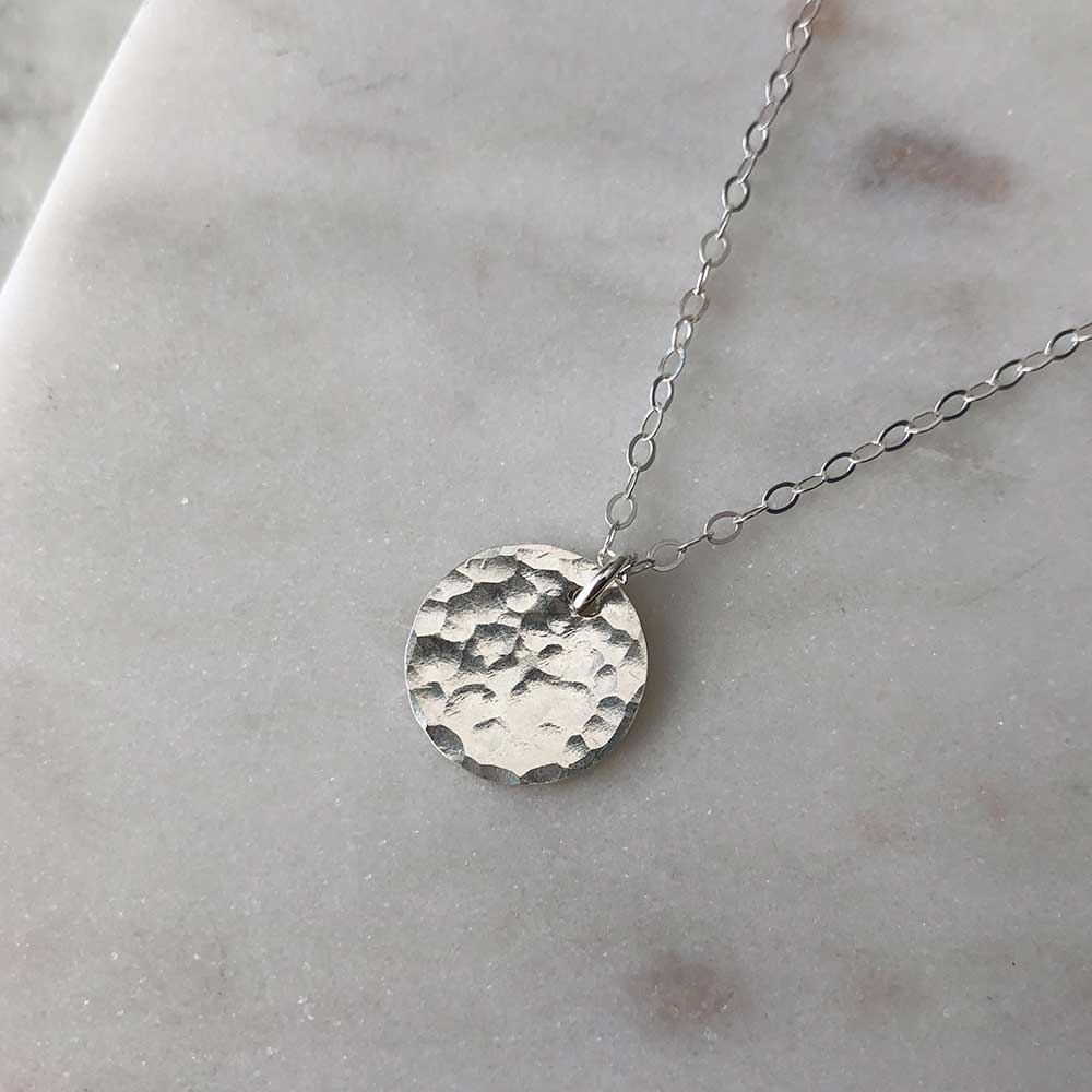 Small Medallion Necklace - Hammered - Magpie Jewellery
