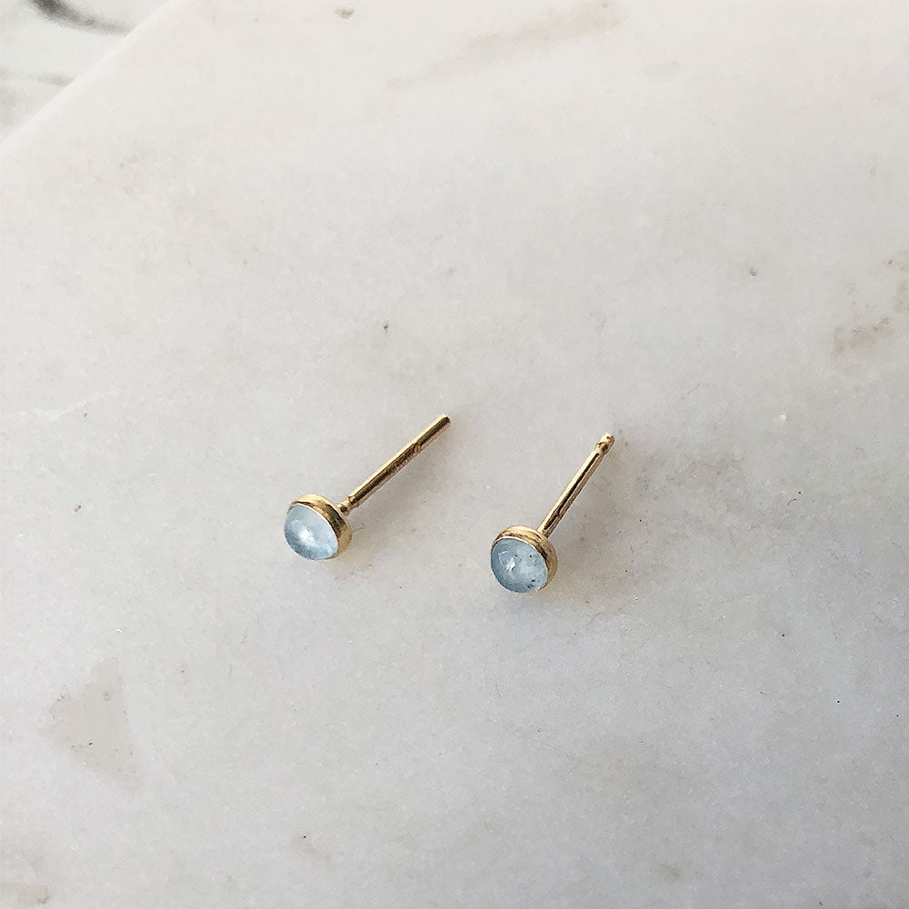 Mini Aquamarine Stud Earrings - Magpie Jewellery