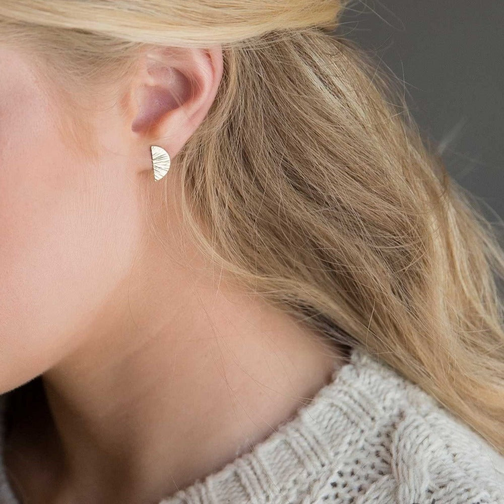 Textured Half Moon Stud Earring - Magpie Jewellery