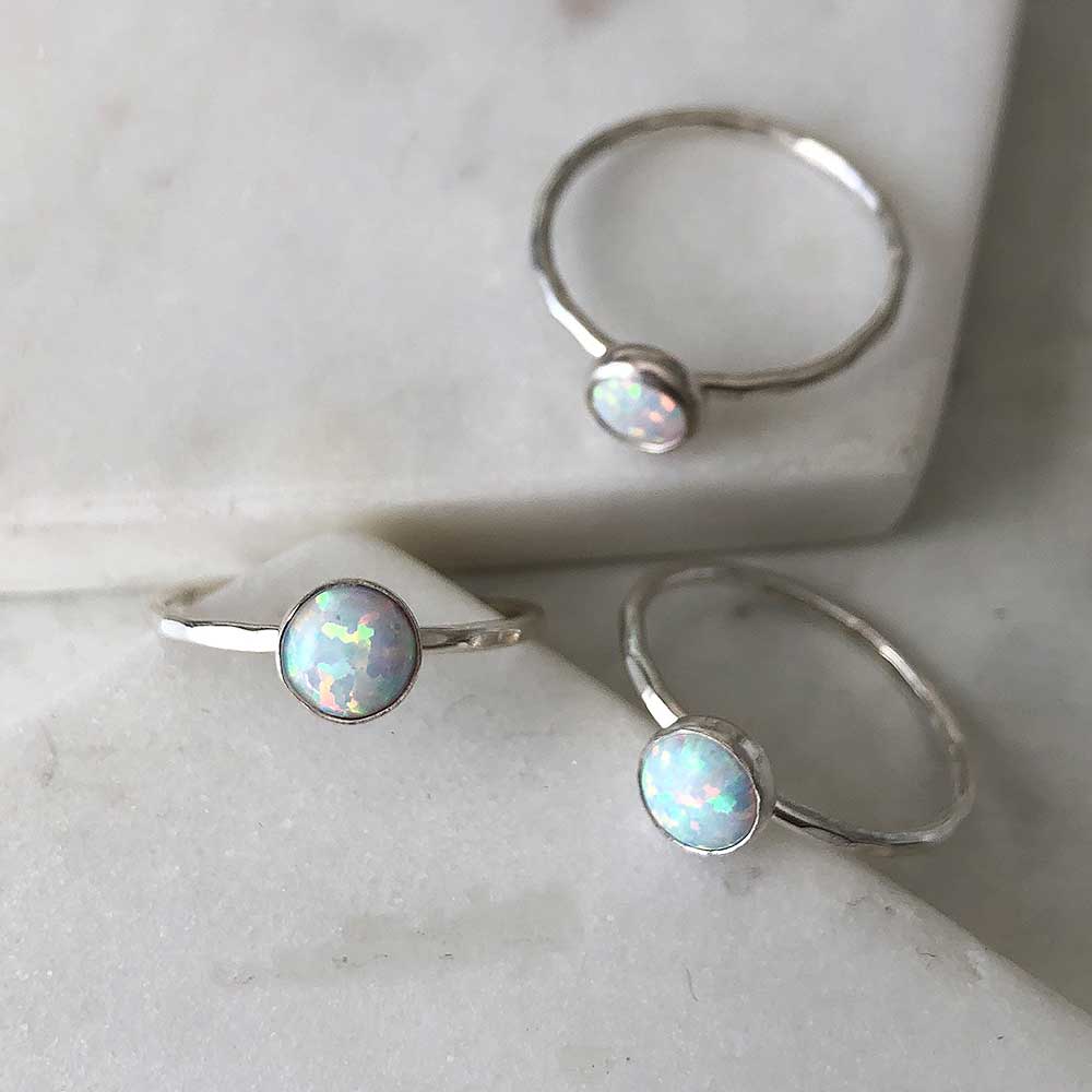 Opal Stacking Ring - Silver - Magpie Jewellery