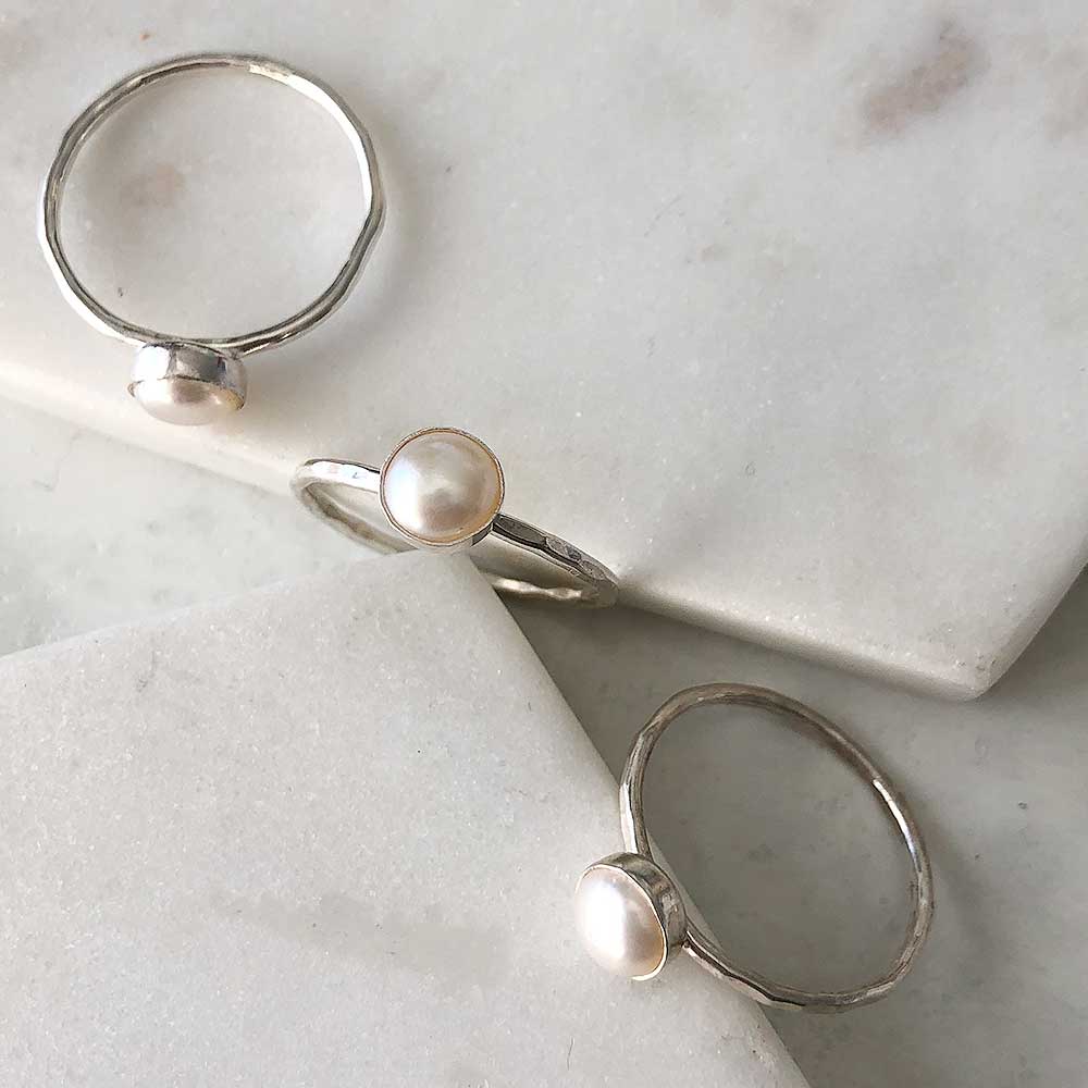 Pearl Stacking Ring - Silver - Magpie Jewellery