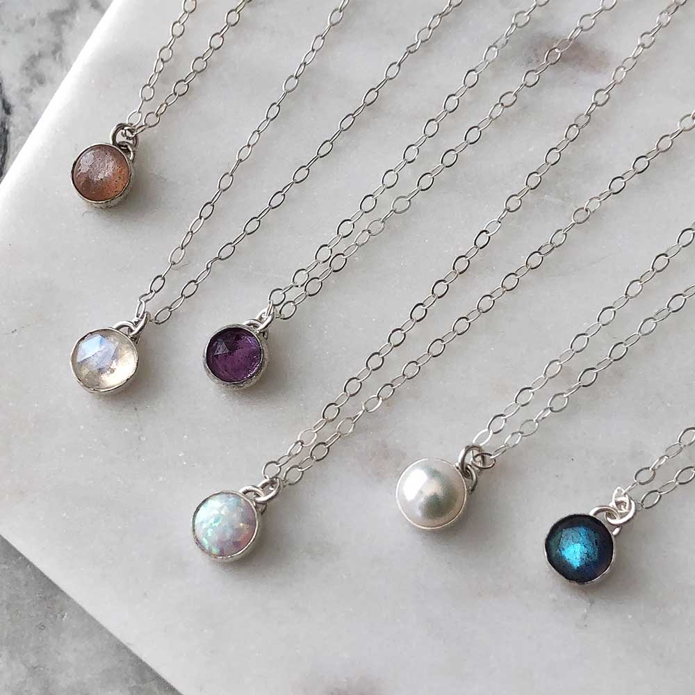 Petite Gemstone Necklace - Sterling silver - Magpie Jewellery