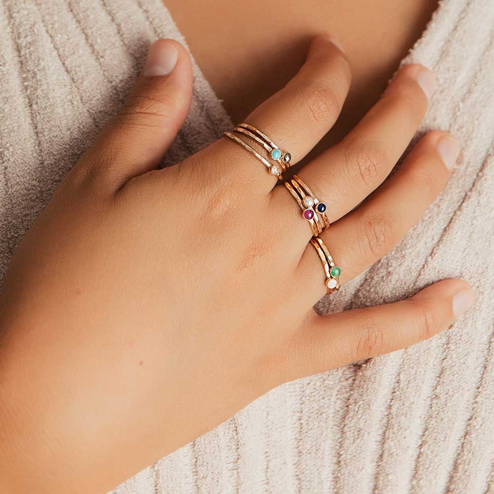 Petite Stacking Ring - Opal - Magpie Jewellery